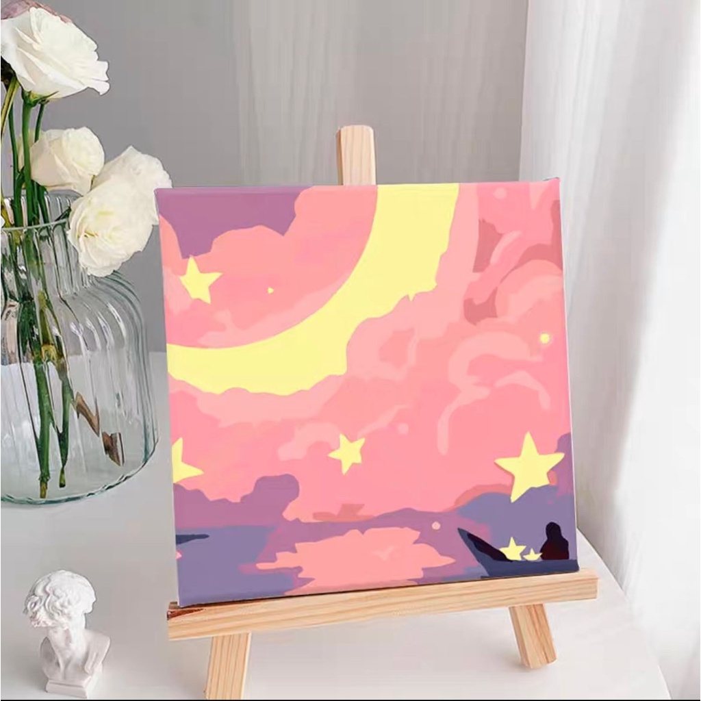 

JFN [HARU] PAINT BY NUMBER KIT CANVAS DIY FLORAL SCENERY KANVAS LUKIS SET MENGGAMBAR MELUKIS Q6K
