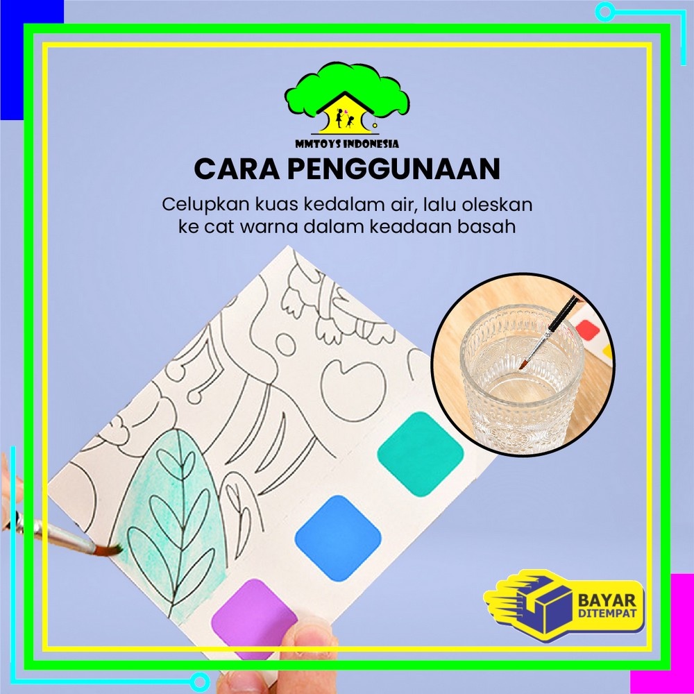 

I9P MI-A56 BUKU GAMBAR MEWARNAI BUKU LUKIS CAT AIR SET FREE KUAS / BUKU MEWARNAI WATERCOLOR BOOK