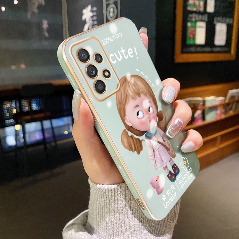 Case Ponsel untuk Samsung A52 5G A52s 5G A51 M40s M51 Case kartun gadis kecil pola tipis HP baru pel