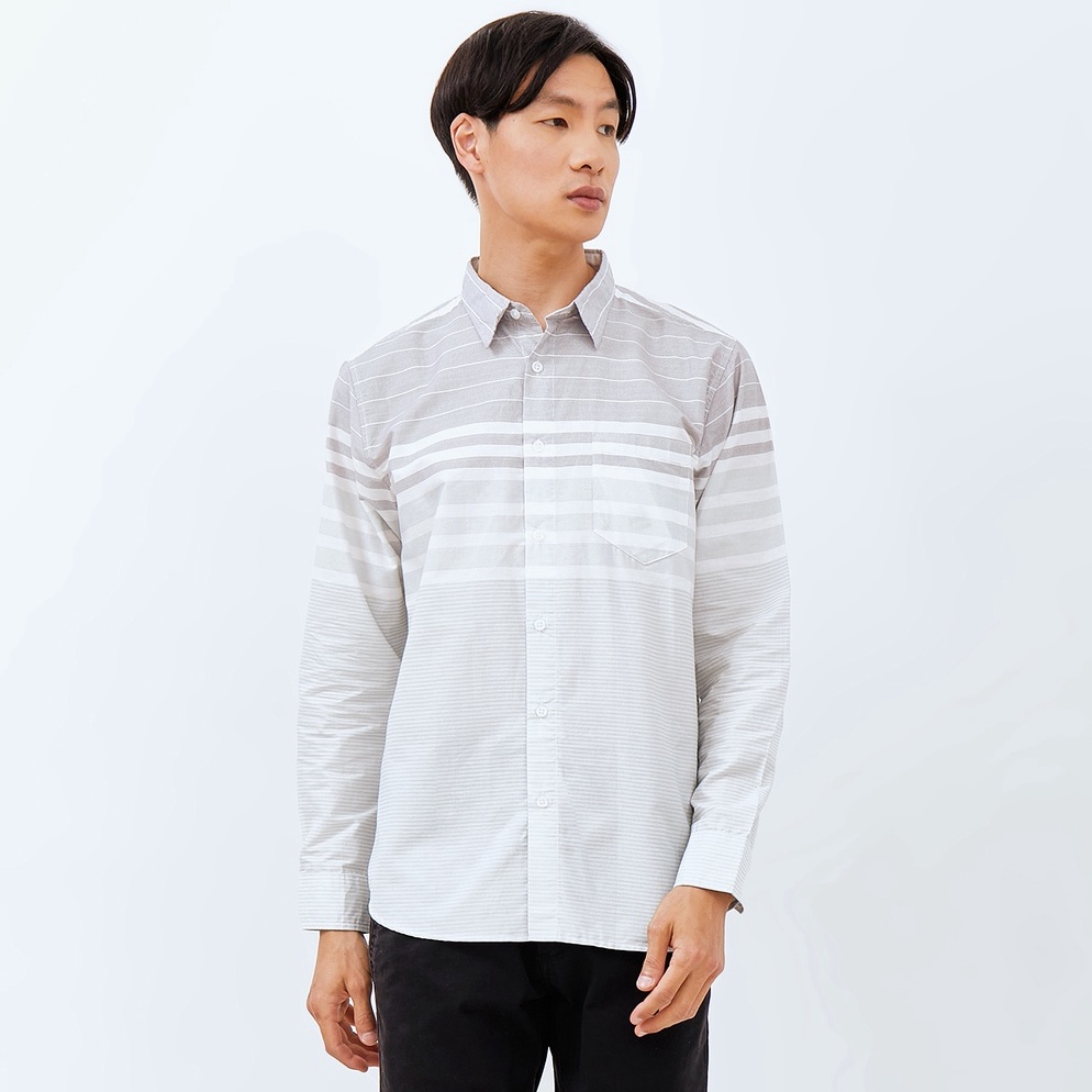 LANGSUNG ORDER. M231 Kemeja Pria Stripe Panjang Hijau Mint 2713A