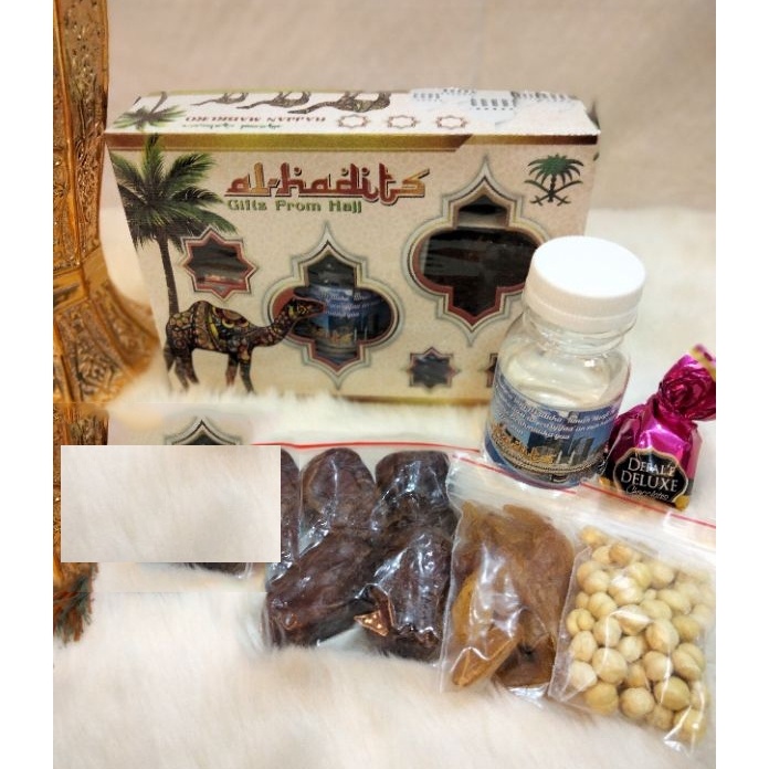 

╚ XXX 6818 PAKET 5 Oleh Oleh Haji Umroh Souvenir Kardus Isi Air Zam Zam 60ml Kurma Mesir Kismis Kacang Arab Coklat Terbaru 3.3