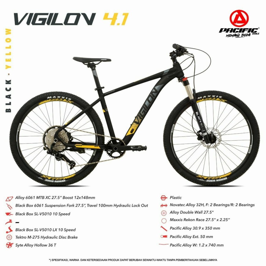 sepeda gunung 27,5" PACIFIC VIGILON 4.1 FRAME ALLOY 10 SPEED HYDROLIC