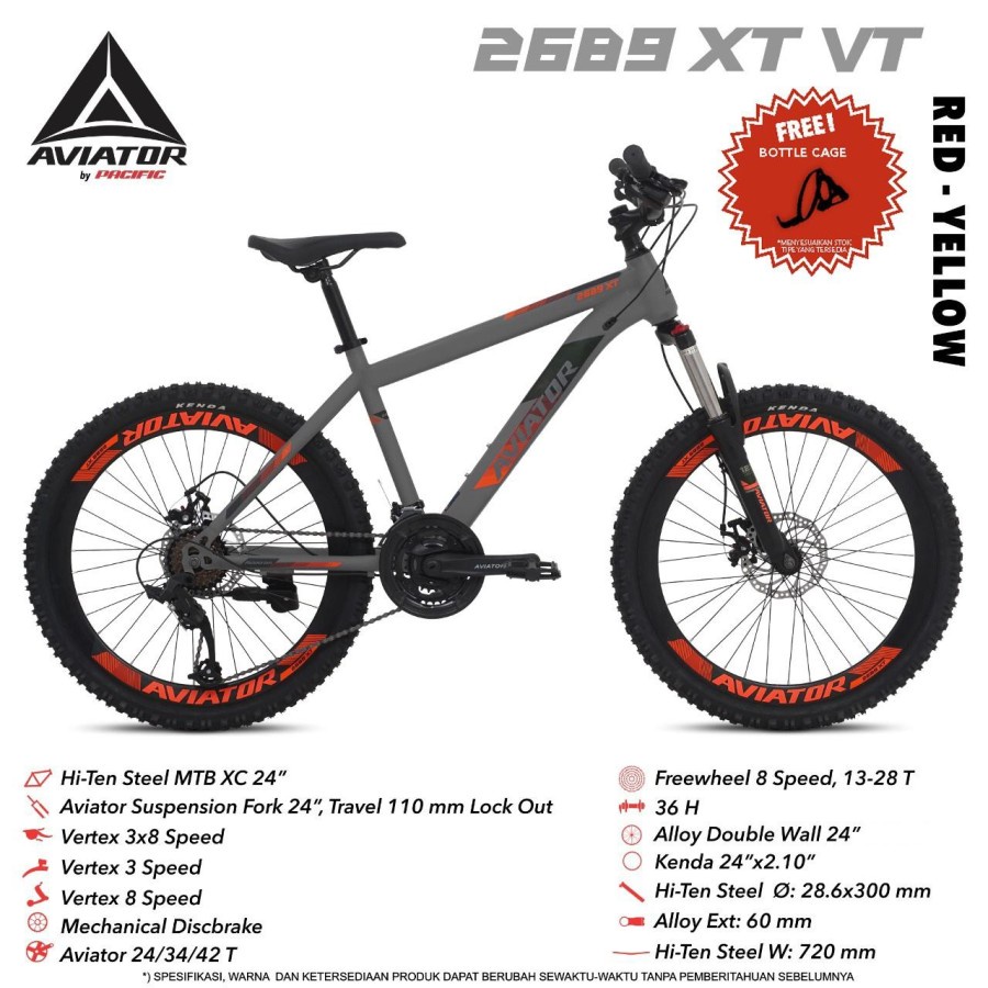 sepeda gunung 24" AVIATOR AT 2689 XT VT by PACIFIC FORK LOCK (REMAJA)