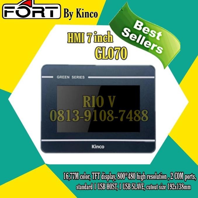 Hmi Touch Screen 7" Fort By Kinco Gl070 Hmi Bukan Hmi Weintek / Omron