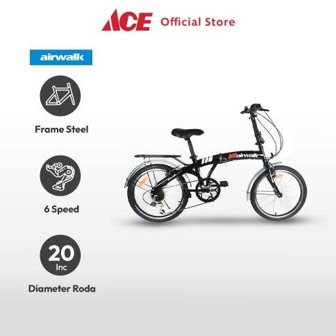 Amu Ace - Airwalk Expresso Sepeda Lipat 20 Inci 6-Speed - Hitam Bestq