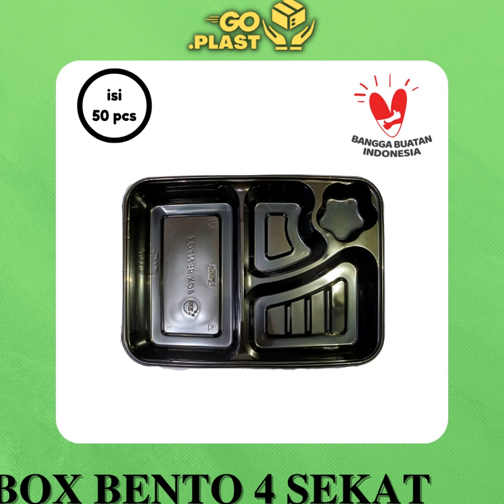 RECOMENDED. MIKA BENTO SEKAT 4 TPP BOX BENTO PET / BENTO BOX MIKA SEKAT 4 / BOX HOKBEN isi 50pcs