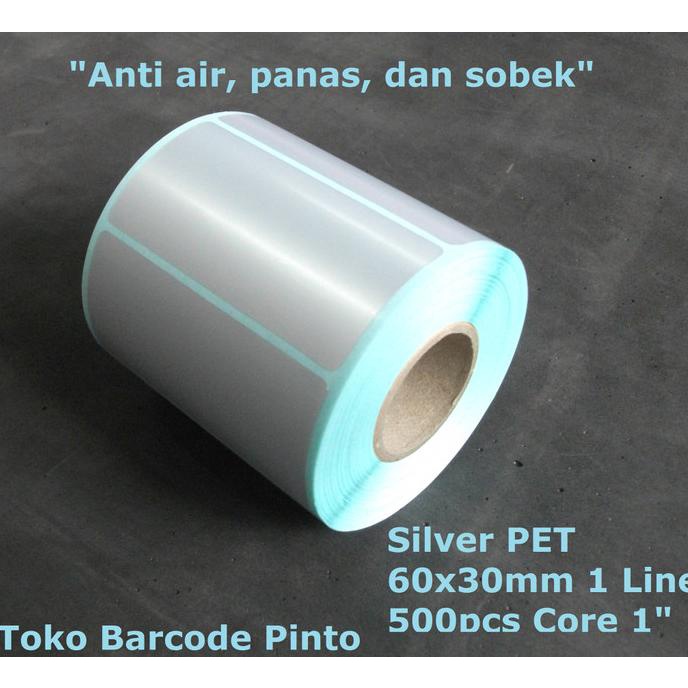 

6,6 60X30Mm 1Line 500Pcs Gap Core1",Silver Pet Mate,Label Stiker Barcode