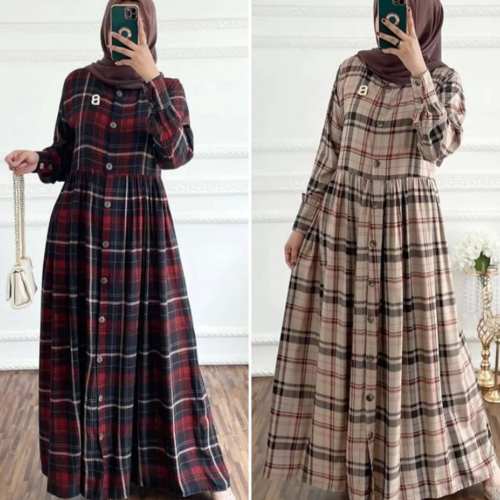 XGXR0664 TERMURAH TERMURAH LV BURBERRY RAYON DRESS KOTAK RAYON