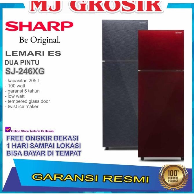 Terlaris Kulkas Sharp Sj 246 Xg Lemari Es 2 Pintu Sj246Xg Sj 246Xg Glass Limited Edition