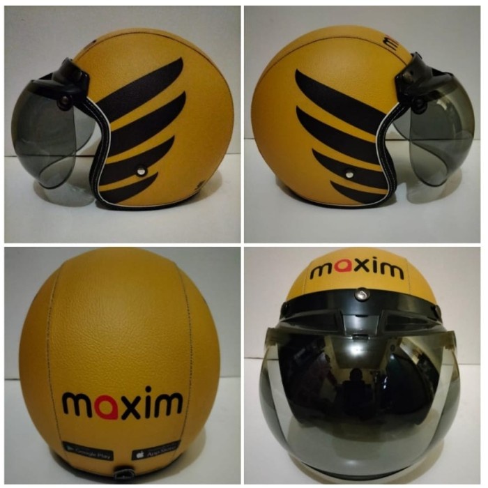 Best Seller Helm Bogo Retro Dewasa Motif Maxim Kuning