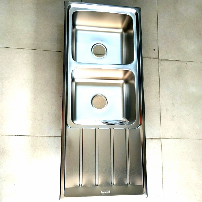 Terlaris Kitchen Sink Stainless 2 Lubang + Sayap Tebal