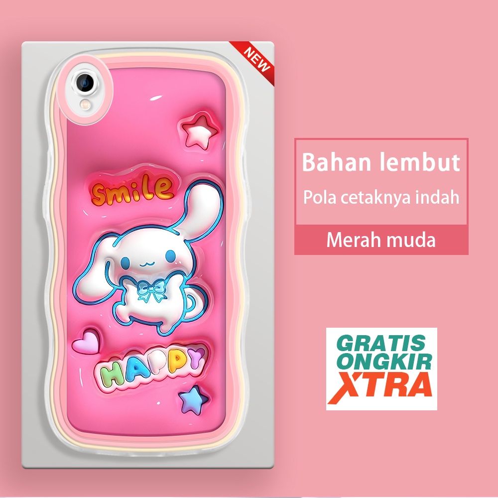 jinsouwe OPPO A37 A37F A53 2020 A52 A54 2021 A55 A57 2022 A59  Casing Ponsel  Happy Cinnamoroll 3D  