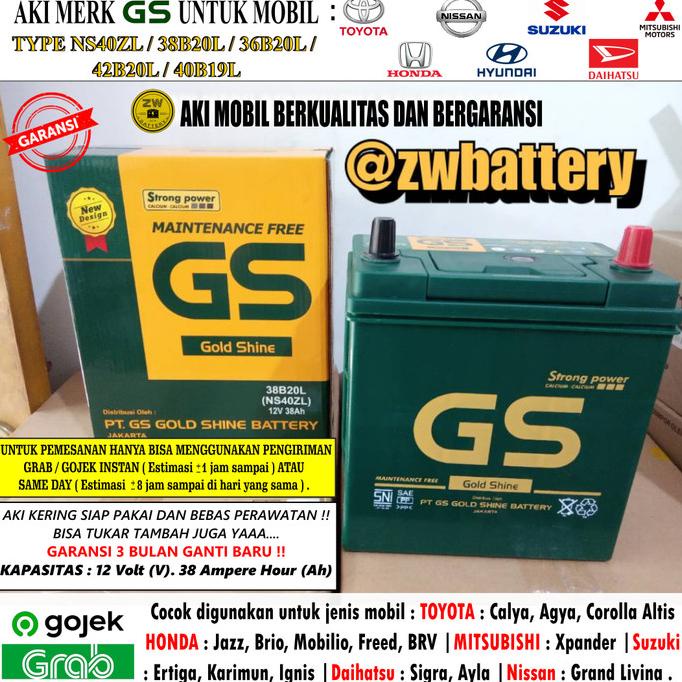 Aki Mobil Grand Livina,Picanto,Xpander NS40ZL GS MF 12 V 38 AH