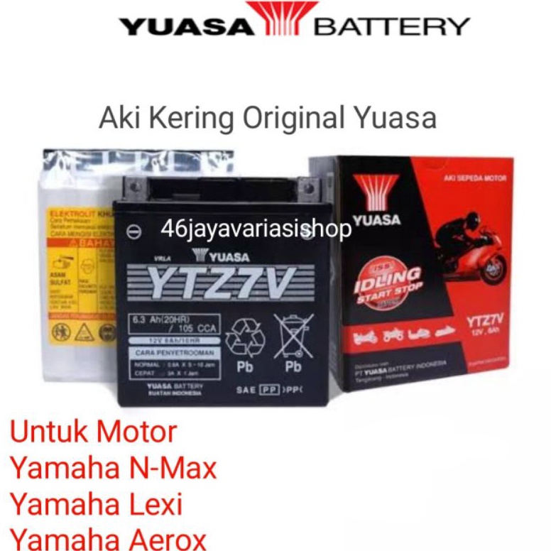 Big Sale!.. AKI YUASA YTZ7V 12V-6AH YAMAHA N-MAX OLD AEROX SERIES LEXI DLL AKI KERING YUASA AKI MOTO