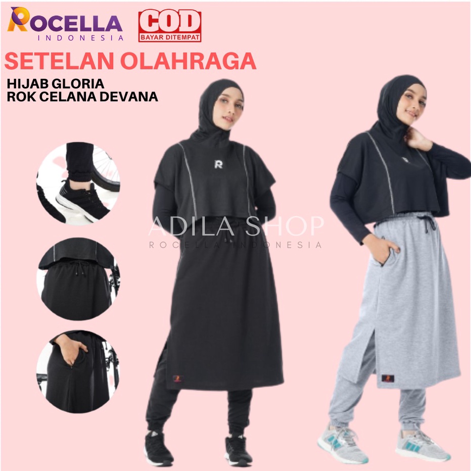 Paling Laris Setelan Olahraga Hijab Gloria dan Rok Celana Devana Rocella Rok Celana Olahraga Pakaian