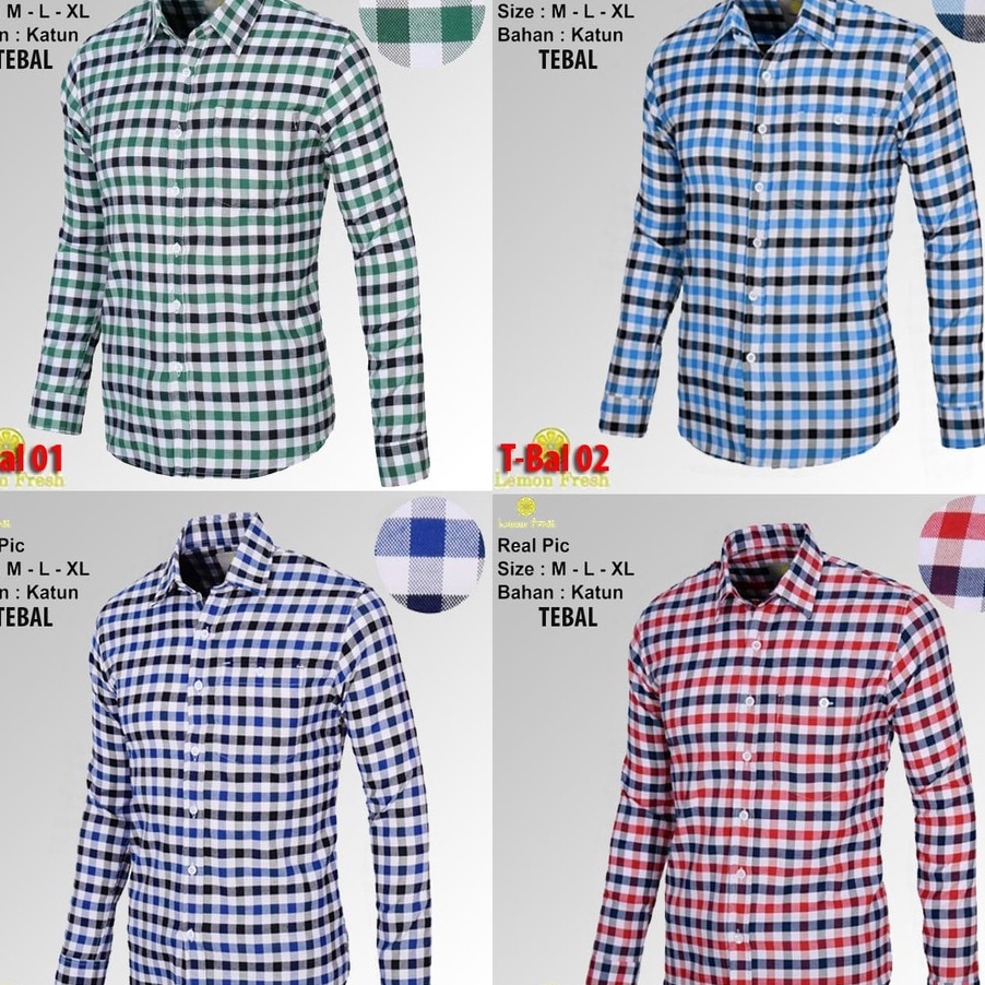 ♟ L 6591 T-BaL - Baju Kemeja Pria Slimfit Kotak Lengan Panjang terbaru 2018 Tebal LemonFresh Baru ⚡T