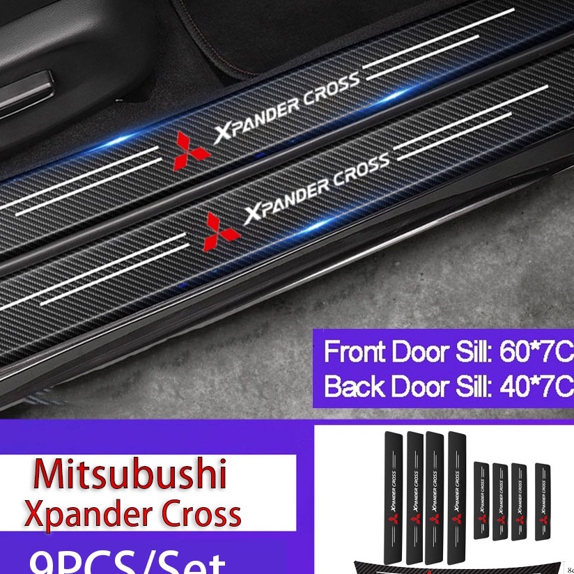 TERLARIS Stiker Pelindung Pintu Bagasi Mobil Mitsubishi Xpander cross Bahan Serat Karbon Anti Gores 