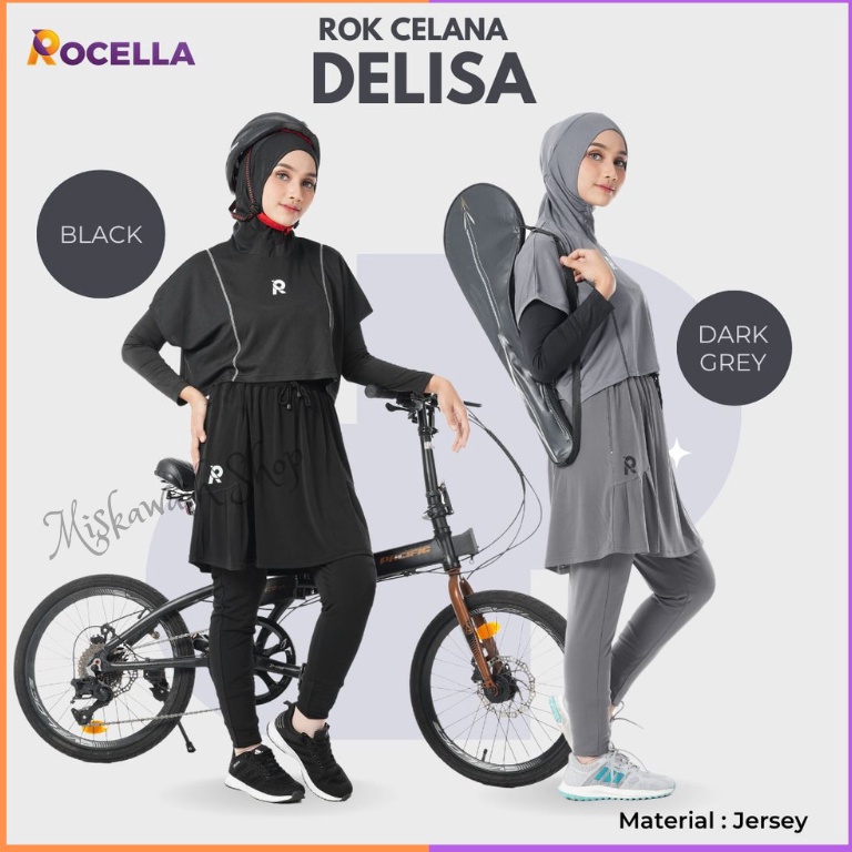 Terpercaya.. Rocella Delisa Legging Sport Rok Celana Olahraga Senam Training Jogging Wanita Polos Hi