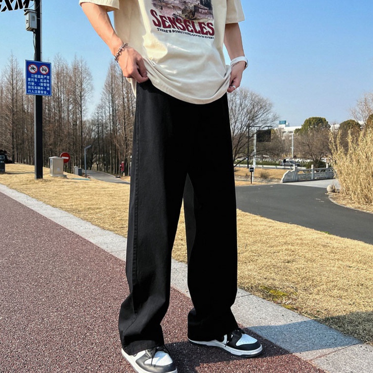 READY. celana jeans hitam kulot pria /celana jeans cowok /jeans pria loose straight korean style ove