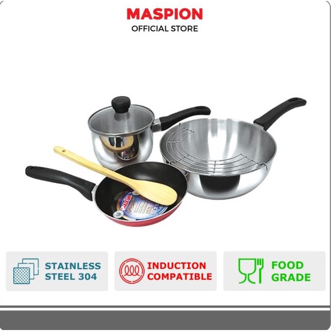 

Maspion Panda Aurora 6 Pcs Set - Alat Masak Set Stainless Steel