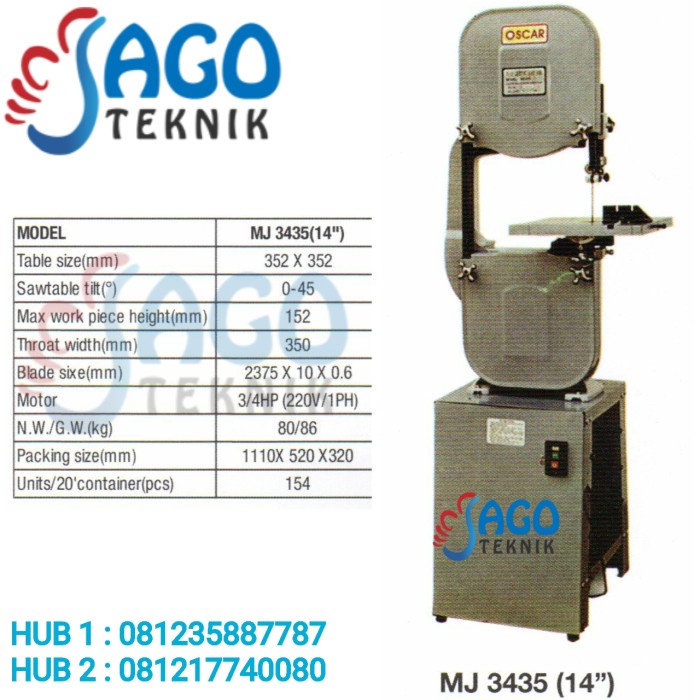 Best Seller Wood Cutting Band Saw 14" Oscar Mj 3435 / Mj3435 (14") Oscar