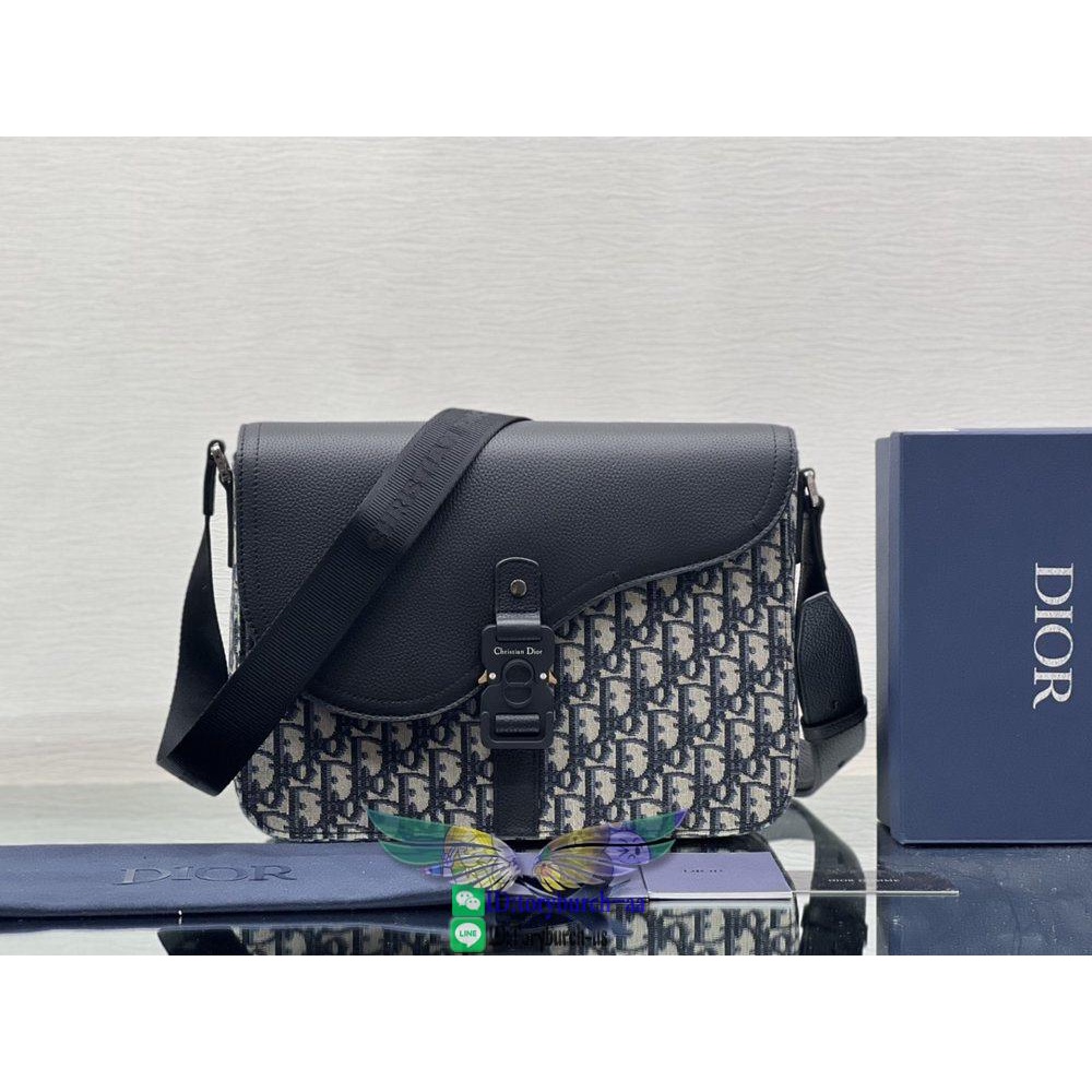 Dior Men's casual shoulder flap messenger saddle bag business document box with Aluminum buckle