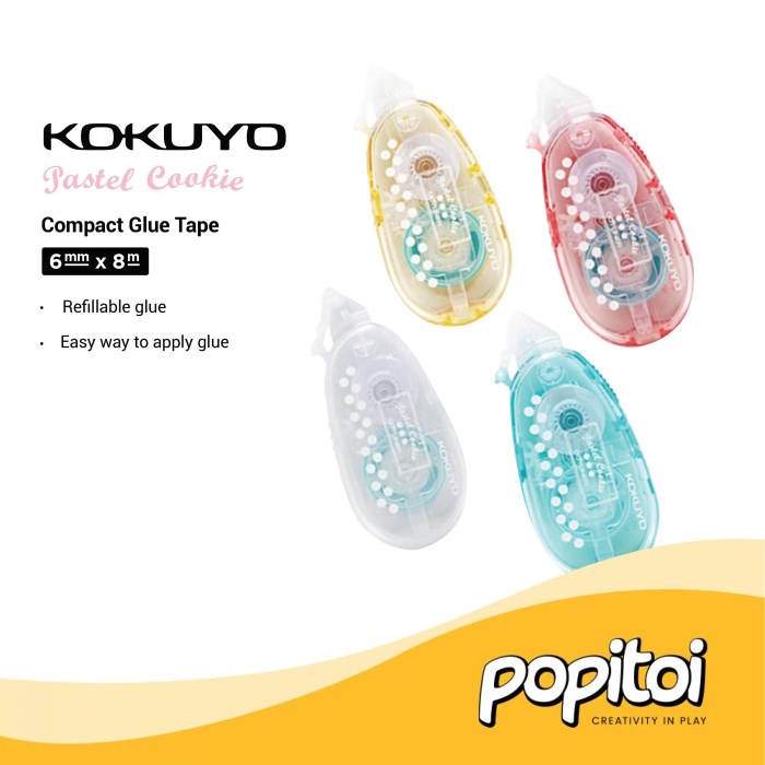 

Kokuyo Pastel Cookie Compact Glue Tape 6mm x 8m Double Lem Pita Dobel