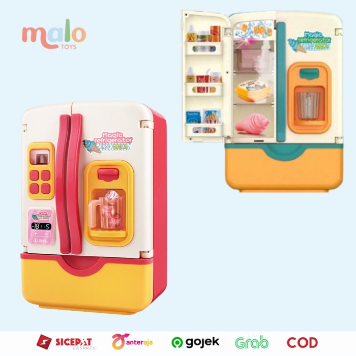 Refrigerator 39 Pcs [Bisa Keluar Uap] Kulkas Uap Mainan Mini Edukasi