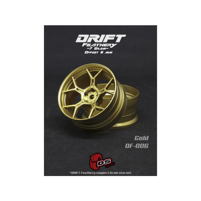 DS RACING DRIFT FEATHERY RIMS 5Y SPOKE (GOLD) +6MM #DF-006