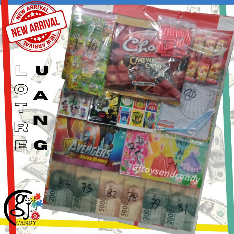 MENARIK. MAINAN CABUTAN HADIAH UTAMA UANG 80PCS BIJI