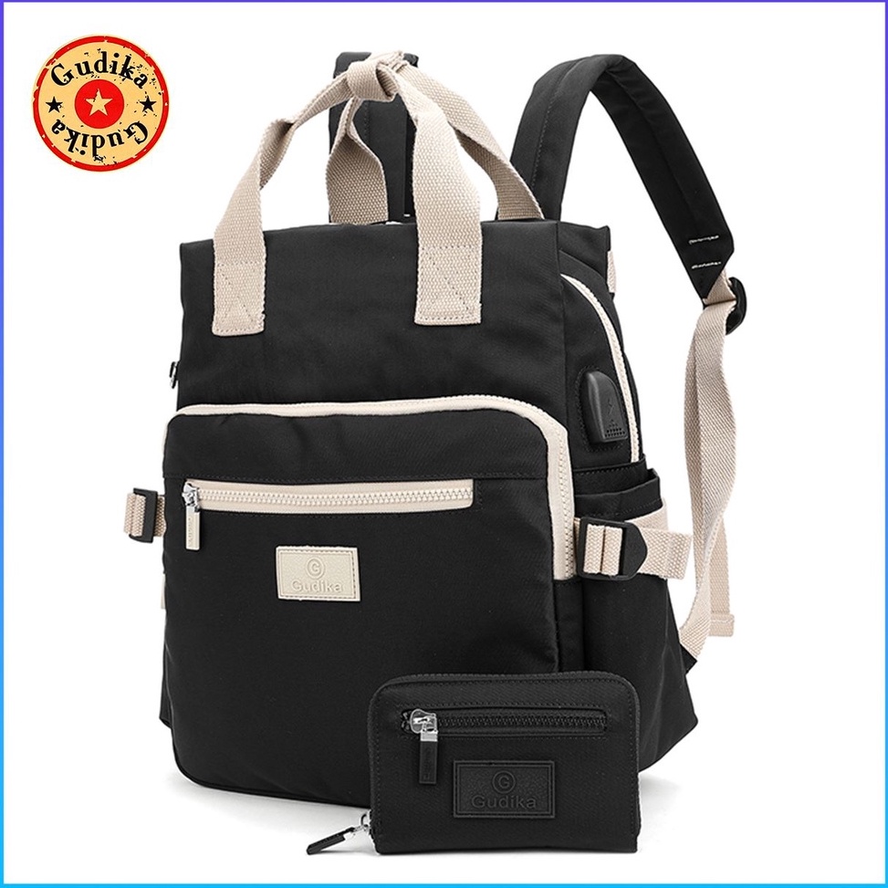 VIRAL. GUDIKA 5227 - Tas Ransel Laptop USB Set Dompet Wanita Pria Kekinian Import Original Terbaru B
