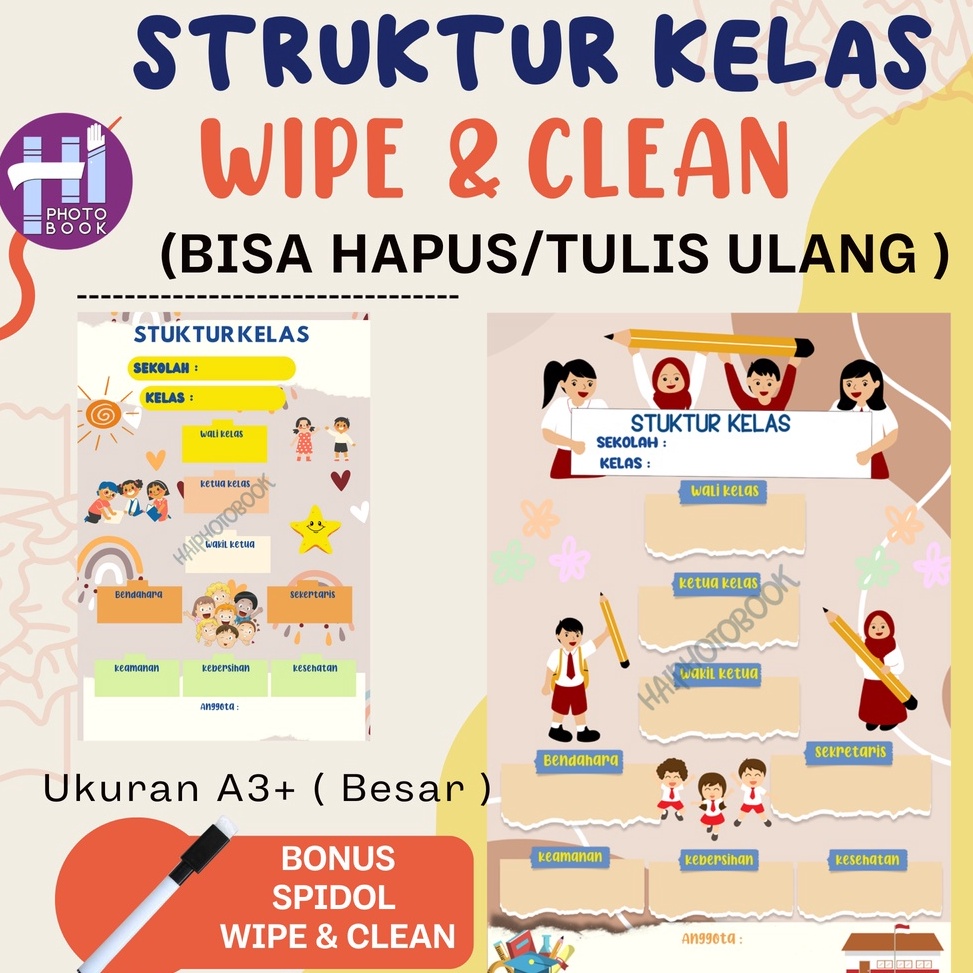 

❈Ready✯ Poster Struktur Organisasi Kelas Sekolah Cetak Foto Poster Flower A3+ bisa dihapus & tulis ulang P46