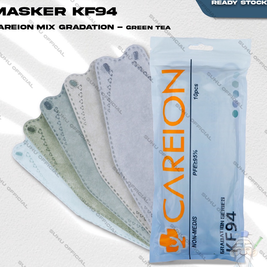 Model Baru ❤️ SUHU ❤️ Masker KF94 CAREION 4Ply Isi 10Pcs Gradation Mix Greentea Soft Korea KF 94 4 P