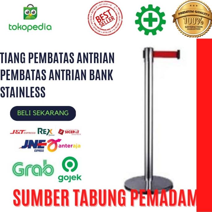 

Tiang pembatas antrian / Pembatas antrian bank stainless - pita biru