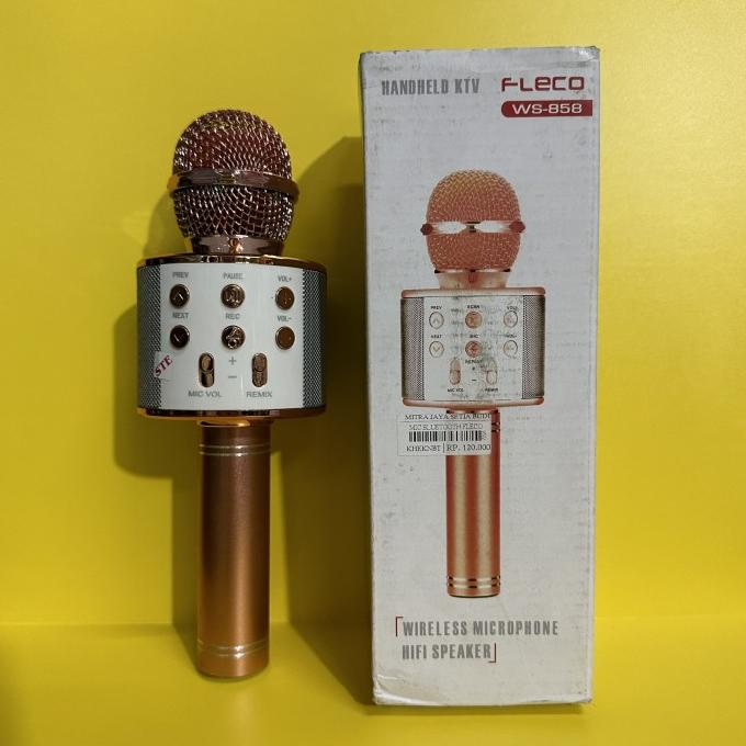 populer] Mic Speaker Bluetooth Fleco / Microphone Karaoke Portable Tanpa Kabel