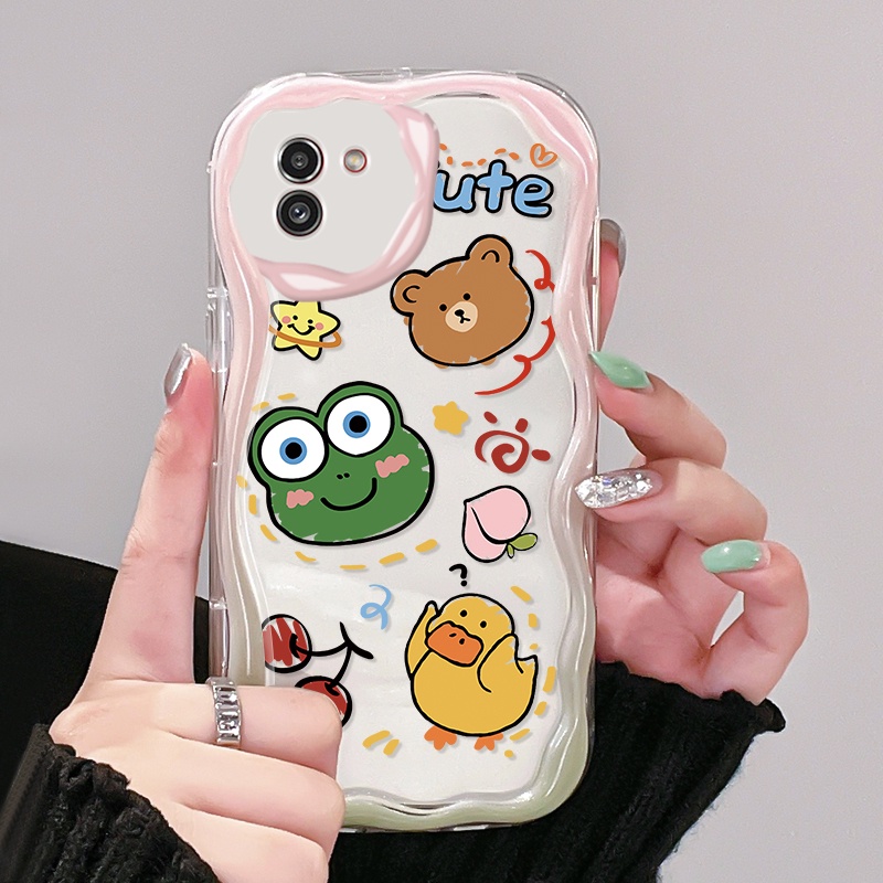 Case Ponsel untuk Samsung A03 Core A03s A02 M02 A02s M02s F02s Case anak beruang Hp dan pola kodok w