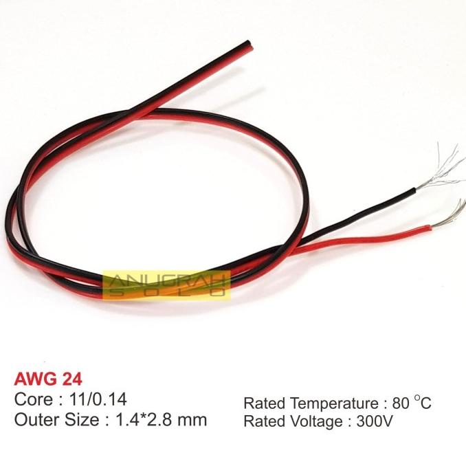 Produk Unggulan] Kabel Serabut Merah Hitam AWG 24 Meteran
