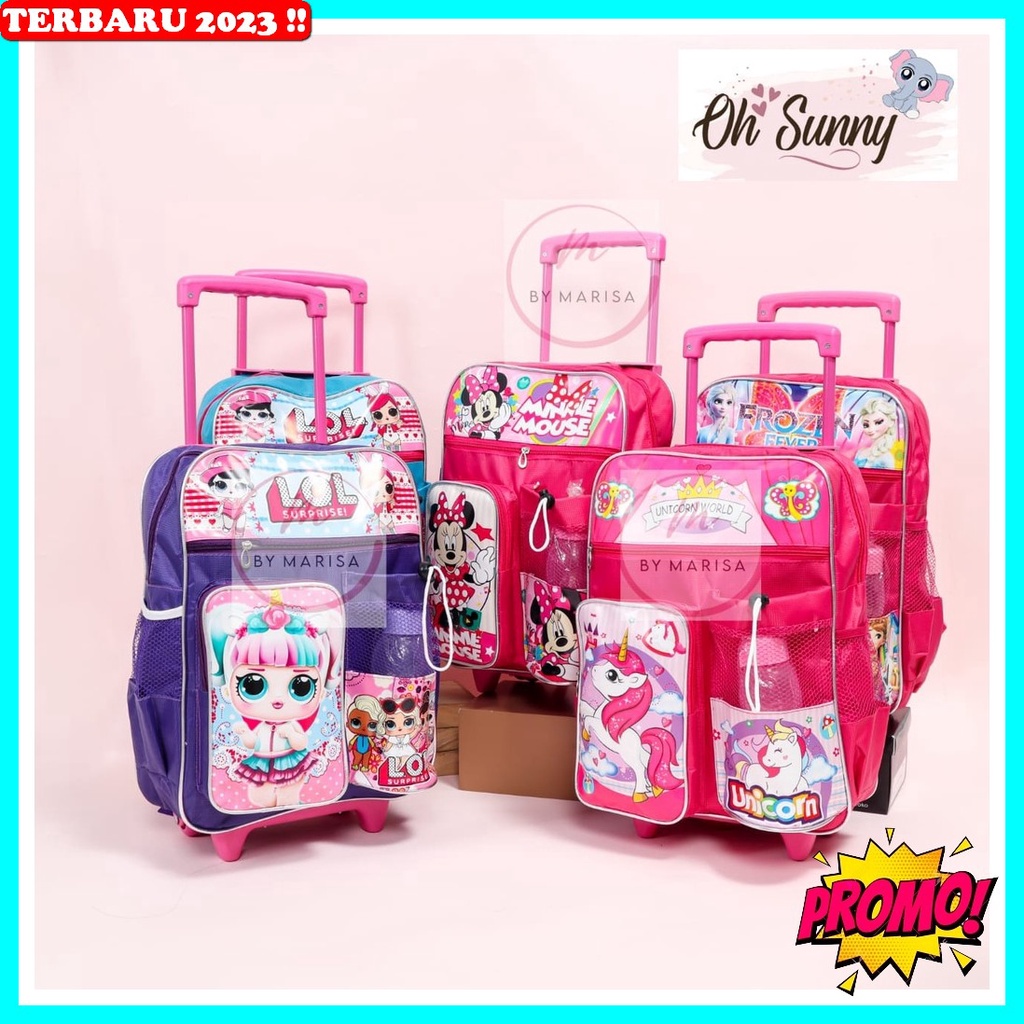 Troly Sekolah Tiga Paud Cewek Tas Troli Anak Tk Tas Koper Mini Cowok Ts Besar Jumbo Bayi Trolley Per