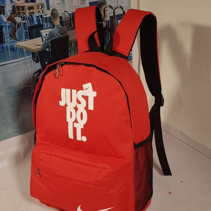 tas pria  tas ransel pria wanita / tas punggung /tas sekolah / tas laptop nike - Merah(B5X4) Gratis 