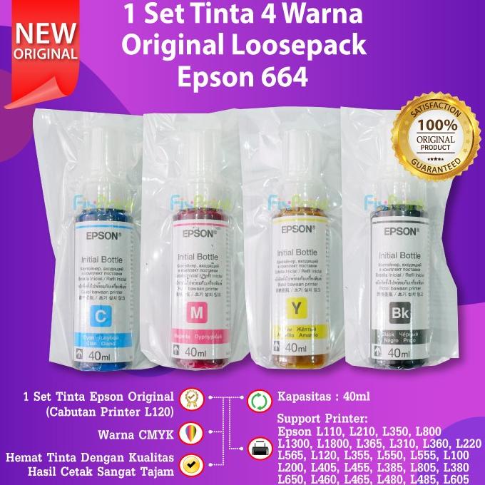 1 SET Tinta Printer EPSON ORIGINAL ORI 664 L220 L210 L350 L360 L1300