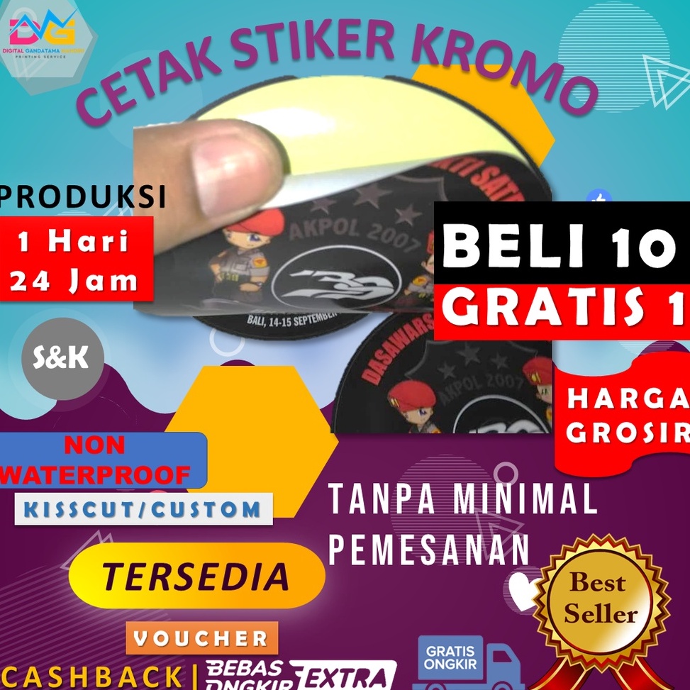 

ZYYW5774 5.5 COD CETAK STIKER KROMO A3+ (PRINT + CUT)