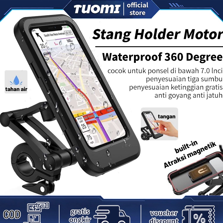 ↑ Tuomi-stang holder motor/holder stang motor/waterproof 360 degree/ phone holder/phone holder seped
