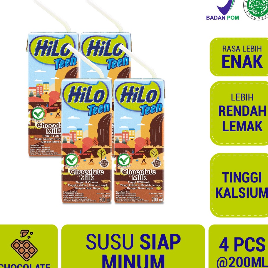 

Harga Murah 4 Pack - HiLo Teen UHT Chocolate Milk 200 ml x 4 pcs Ready to Drink (RTD) - Susu Tinggi Kalsium Big Sale