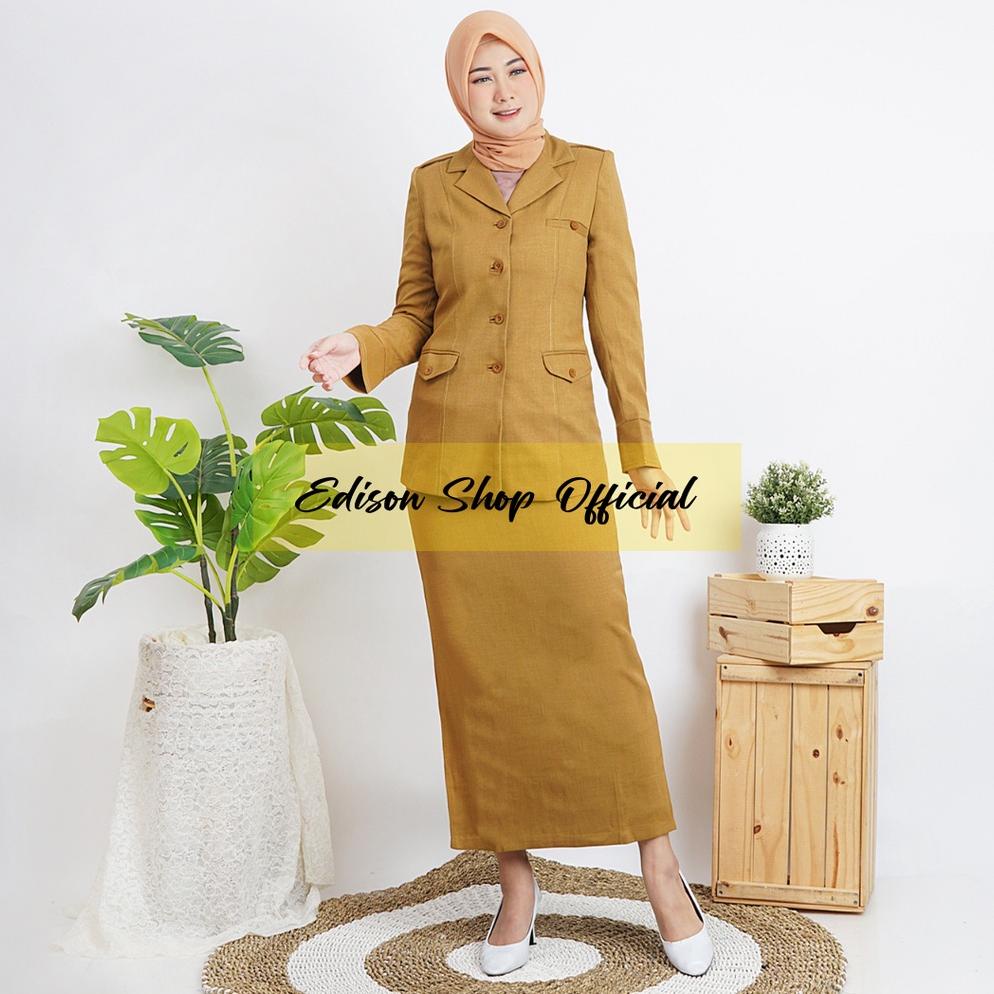 GAB339 Seragam Blazer PNS PDH ASN Pemda Guru Khaki Tua Muda Rok Celana Wanita Terbaru Tersedia Jumbo