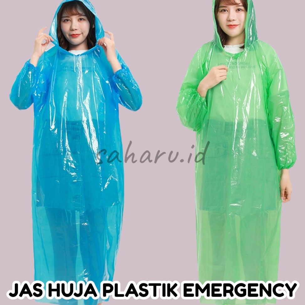 ー SQY Jas hujan plastik ponco dan setelan jas hujan sekali pakai emergency Tanpa Karet Terupdate｀