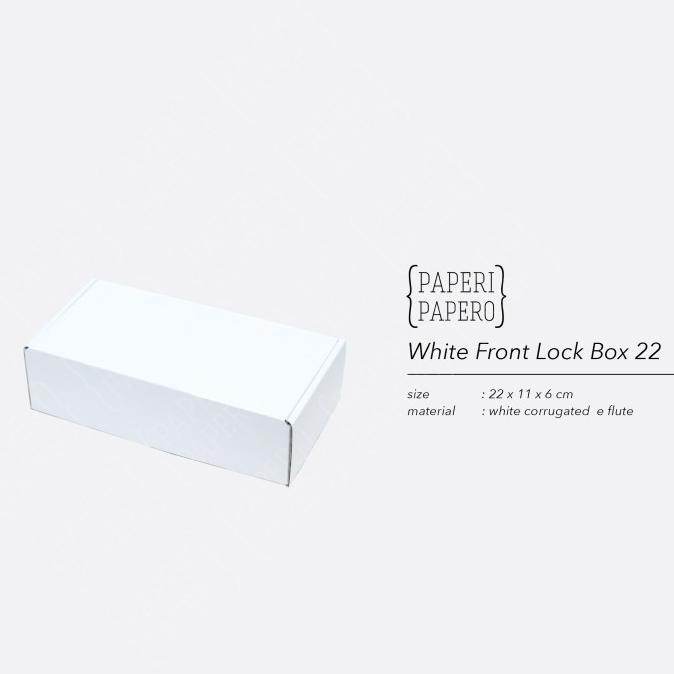 

```````] White Front Lock Box 22 x 11 x 6 cm - Kotak Kardus Packaging Hampers