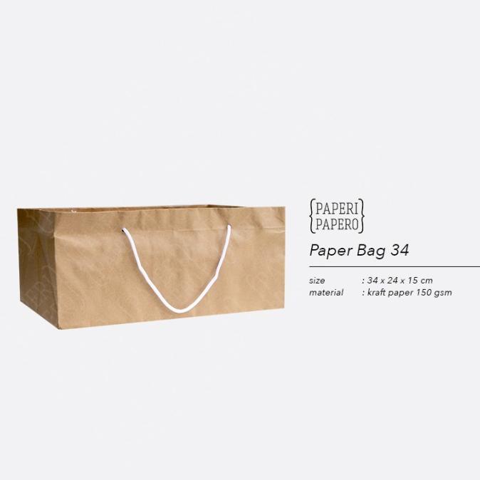 

,,,,,,,] Paper Bag / Shopping Bag Coklat untuk Kue & Bingkisan - 34x24x15 cm