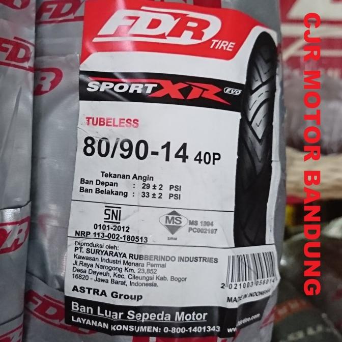 BARU FDR Sport XR EVO 80/90 ring 14 ban tubeless standar motor matic
