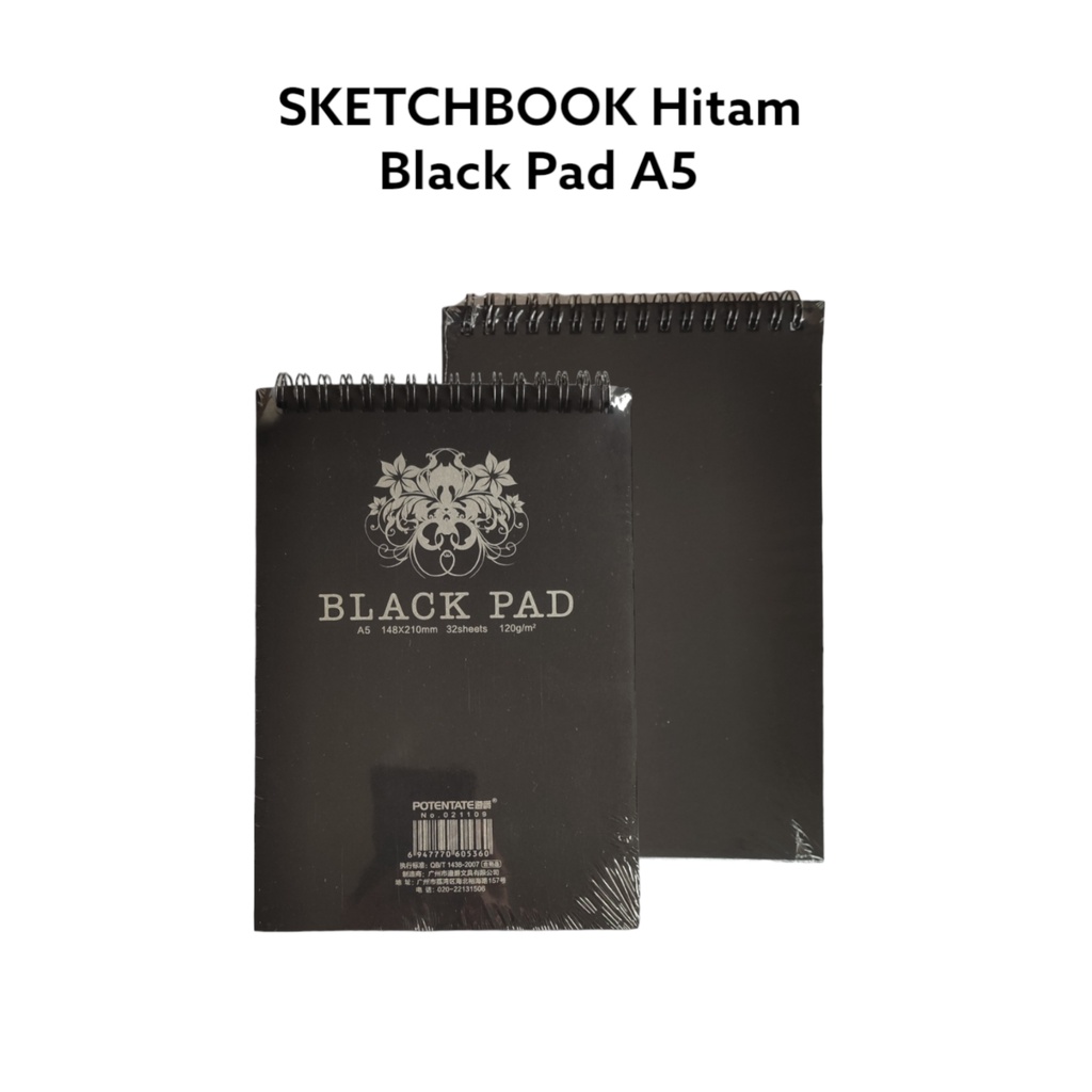 

Sketchbook Hitam Potentate ukuran A5 Potrait 120 Gsm 32 Lembar tipe Wire book Black Paper Pad Buku Sketsa Kertas Hitam