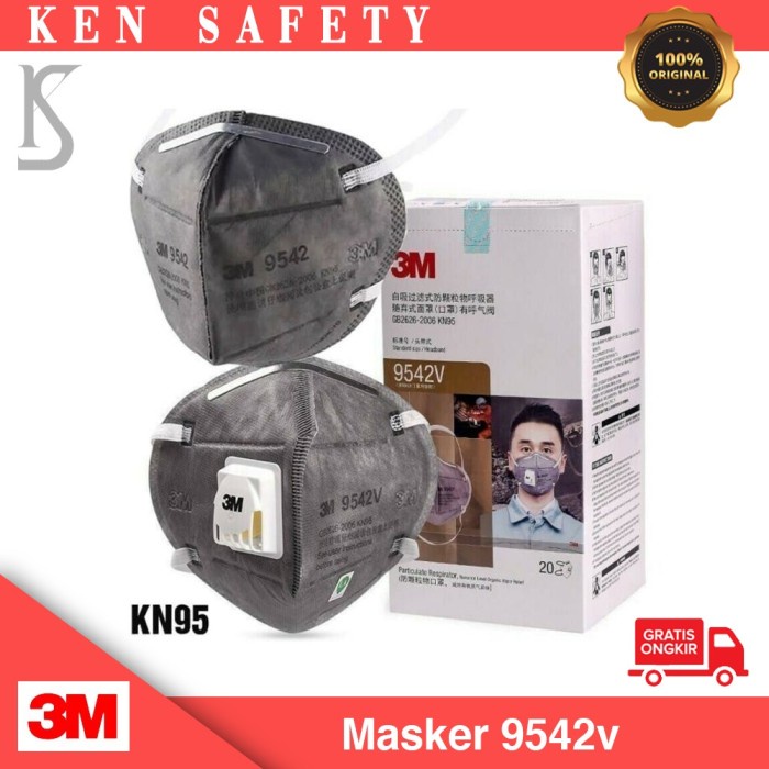 Ready  Masker KN95/N95 3M 9542V Carbon Active Headloop - Original